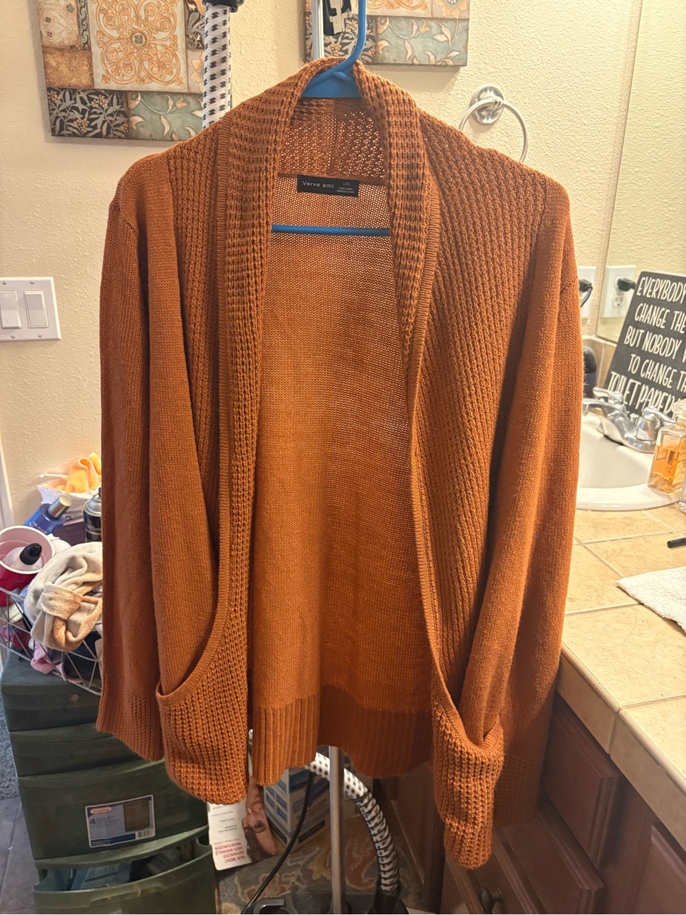 Verve Ami Burnt Orange Open-Front Cardigan